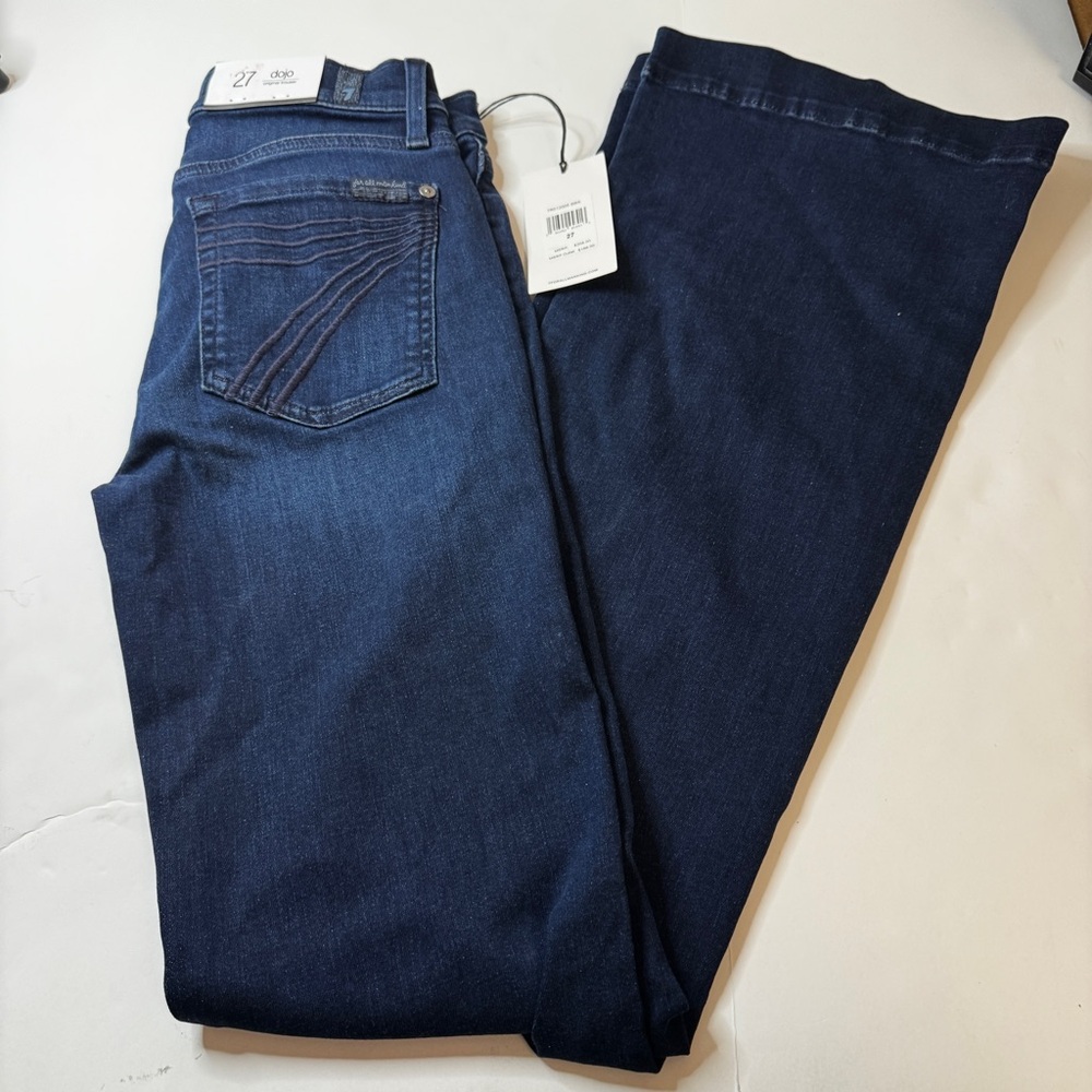 7 For All Mankind Dojo Flare Trouser Jeans BBS Denim 27 x 34 NWT #458913 #1672 - Picture 9 of 10